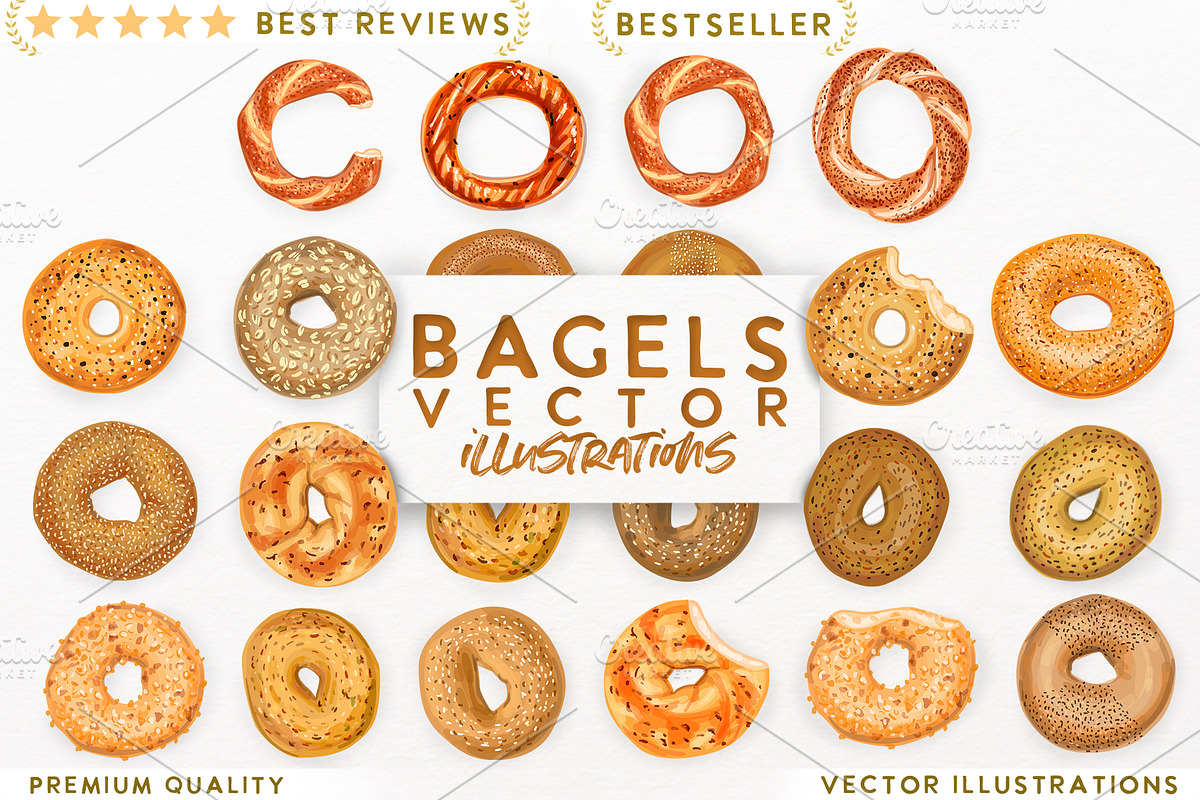 Bagel VECTOR illustrations, an Object Graphic by Natalka Dmitrova art (Photo 1 of 16)