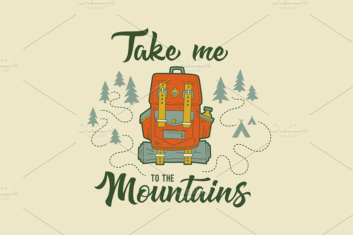 Let's go camping illustration set, an Illustration by tetiana.svirska (Photo 8 of 13)