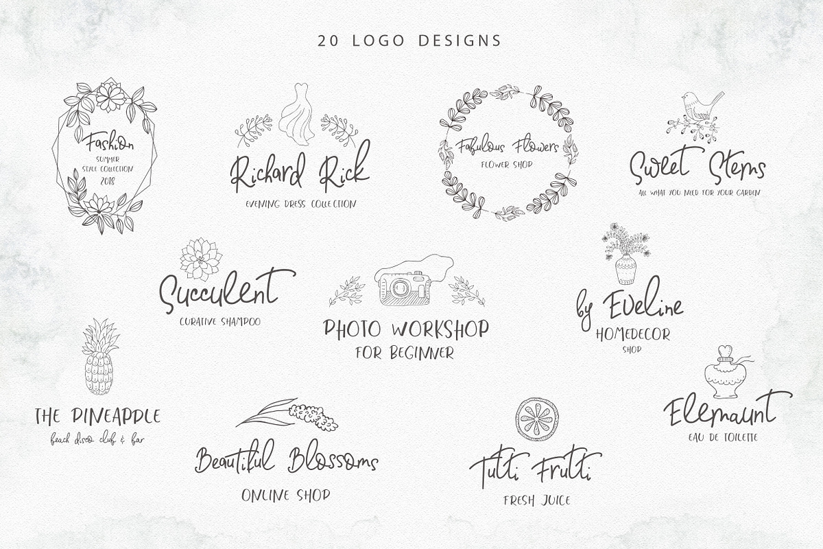 Fashionable Duo Font & Illustr., a Script Font by Designwork (Photo 14 of 20)