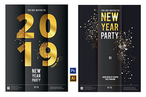 2019 . New year flyer , poster