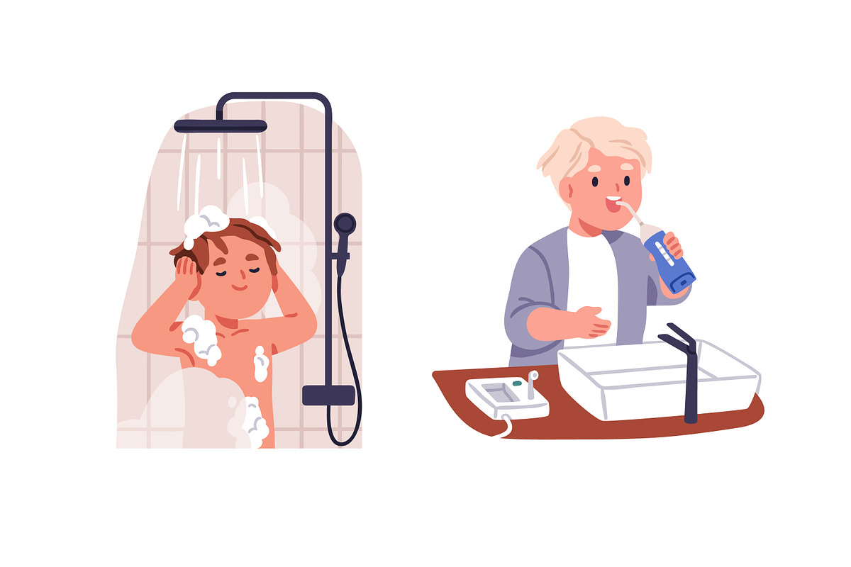Kids hygiene routine set, a Person Illustration by Good Studio (Photo 3 of 6)