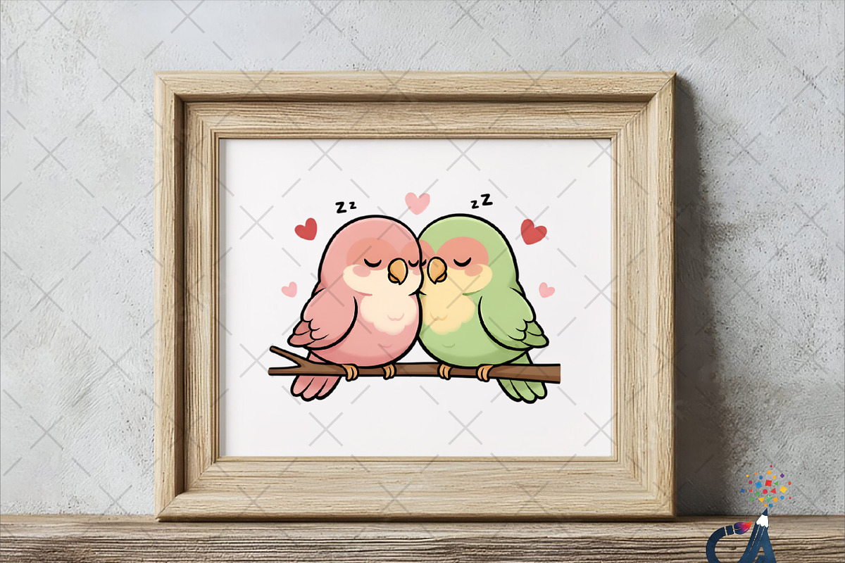 Adorable Lovebirds Cuddling Png, an Illustration by Creative Art (Photo 5 of 6)