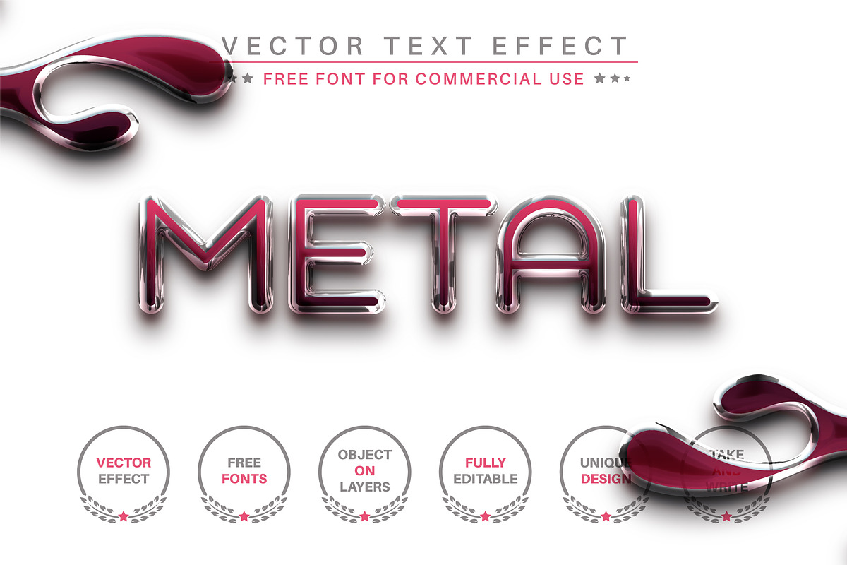 Pink Metal - Editable Text Effect, a Layer Style Add-On by rwgusev (Photo 1 of 5)