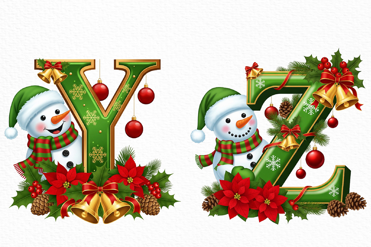 Christmas Snowman Alphabet PNG, an Illustration by Craft Nest (Photo 4 of 6)
