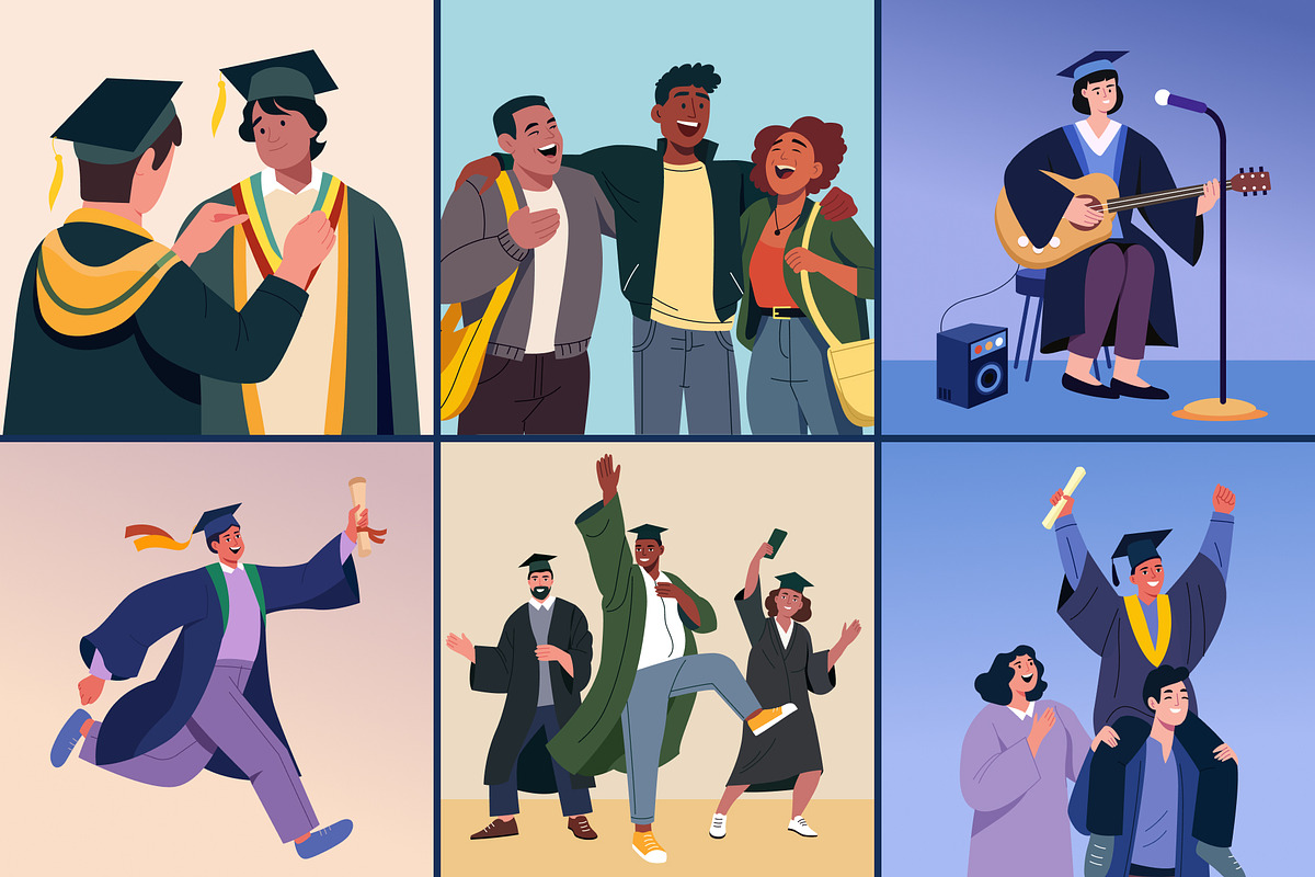 Graduation Illustration Art Set, an Education Illustration by Brickclay (Photo 6 of 10)
