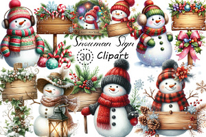 Watercolor Snowman Sign Clipart Png, an Illustration by Creative Art