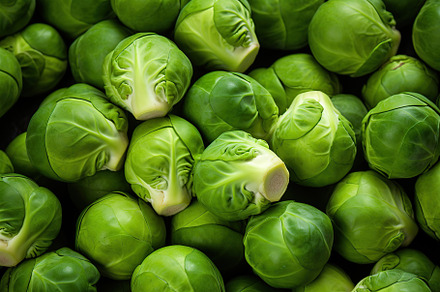 Fresh brussels sprouts background, a Food & Drink Photo by AlyaAnd