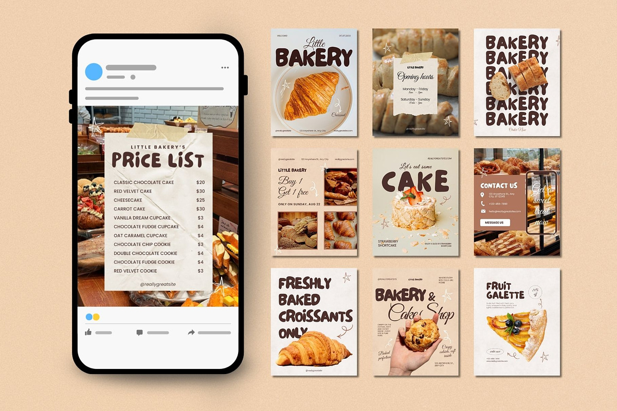 Bakery Instagram Template Canva, a Marketing Template by Anna Design Studio (Photo 4 of 11)