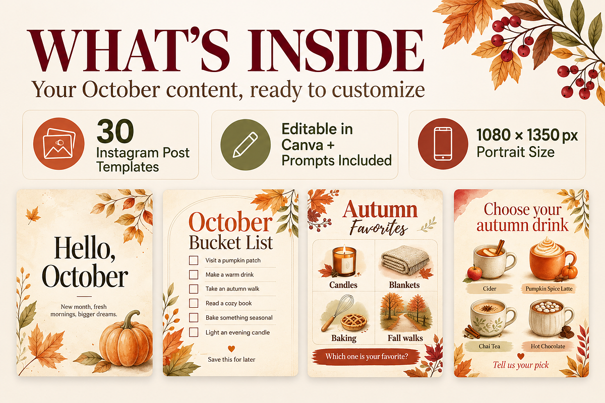 30 October Instagram Post Canva, a Social Media Template by Daffodil Dream Studio (Photo 2 of 3)