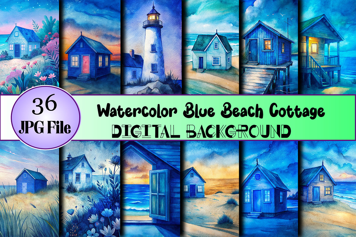 Watercolor Blue Beach  Digital, a Photo by Wow Magic (Photo 1 of 2)