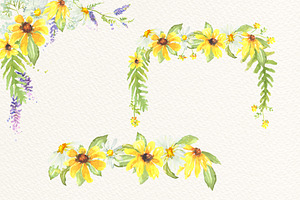 Wildflowers Watercolor Clip Art