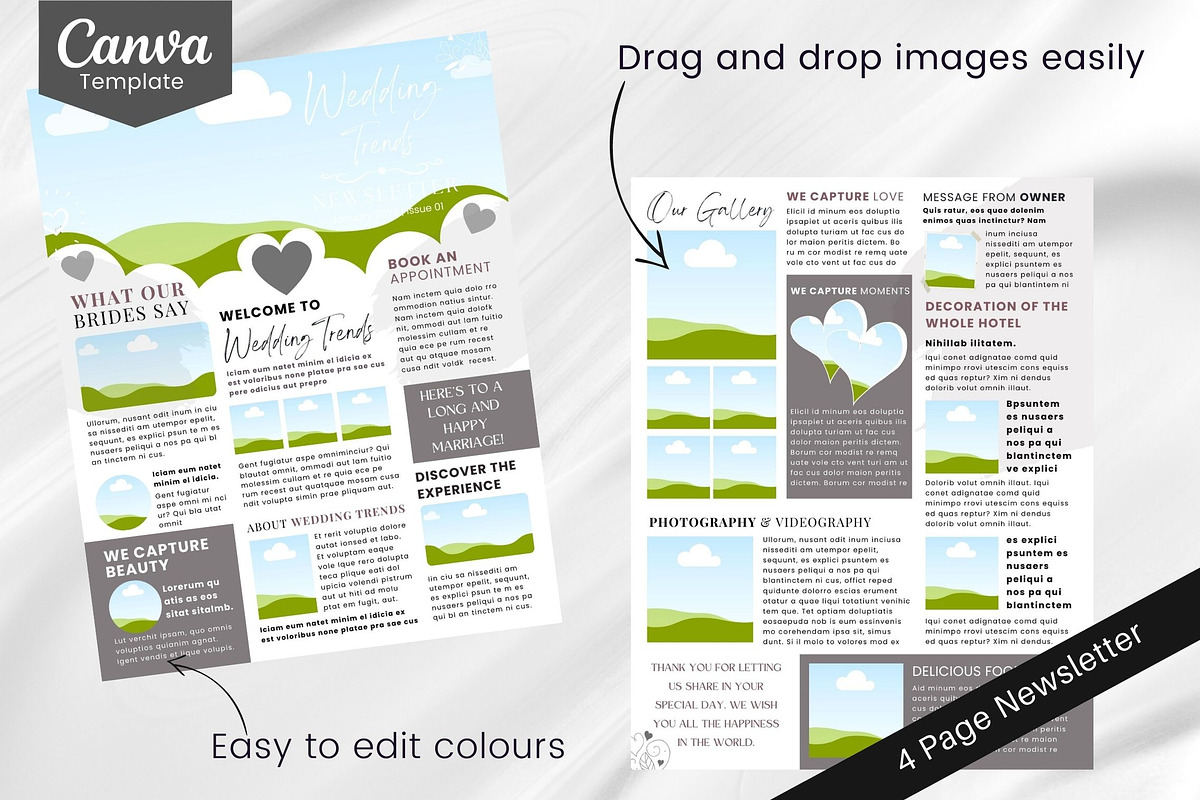 Canva Newsletter Template Wedding preview 3