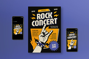 Orange Clean Rock Concert Flyer Set, a Flyer Template by graphicook