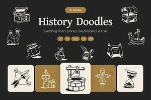 History Drawing Art Set, an Outline Icon by Vectors Market