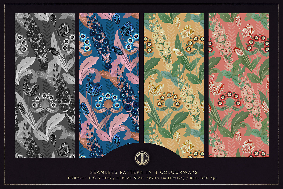 ART NOUVEAU seamless pattern, a Pattern Graphic by C & G (Photo 2 of 7)