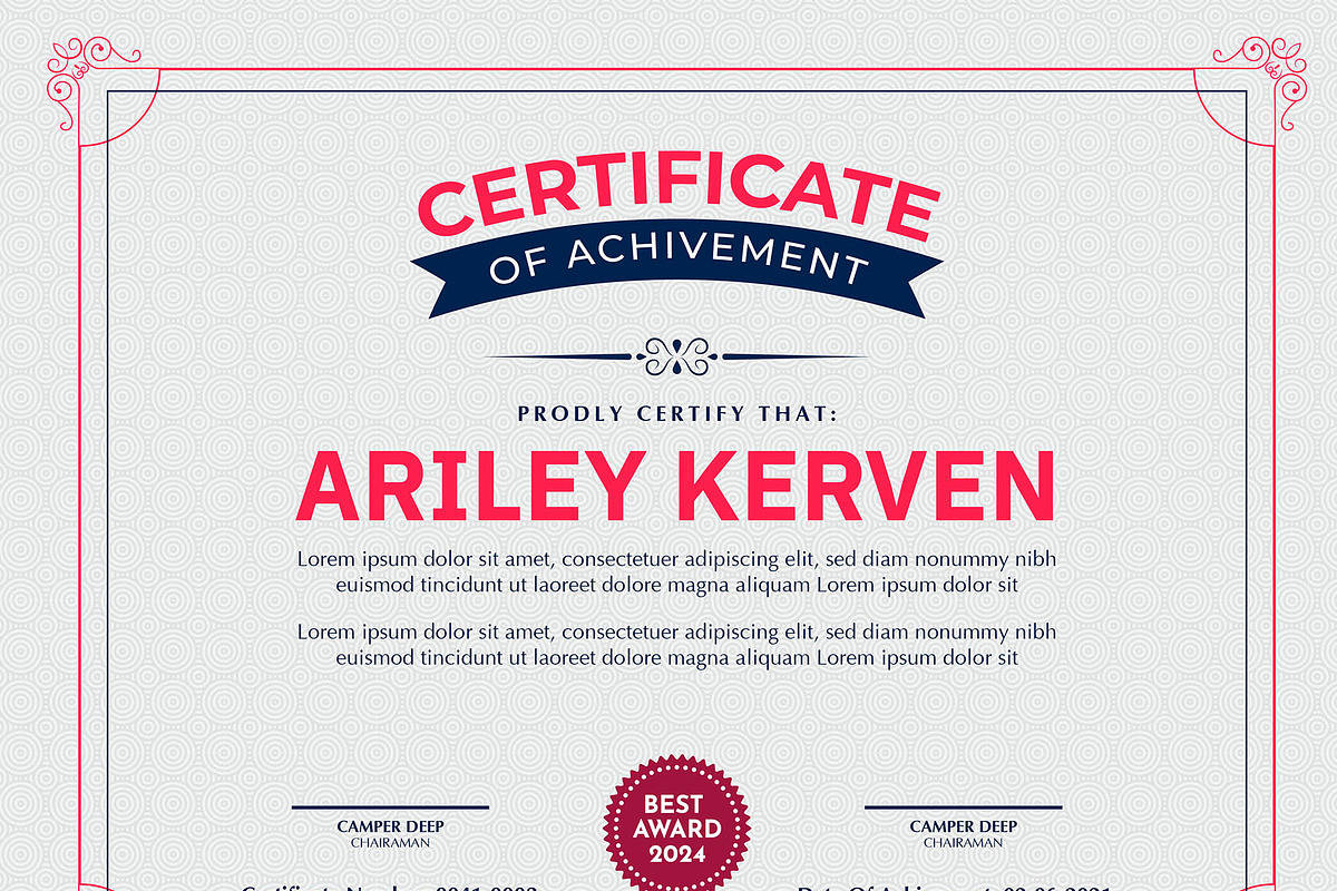 Elegant Horizontal Certificate, a Stationery Template by MRI STUDIO (Photo 2 of 11)