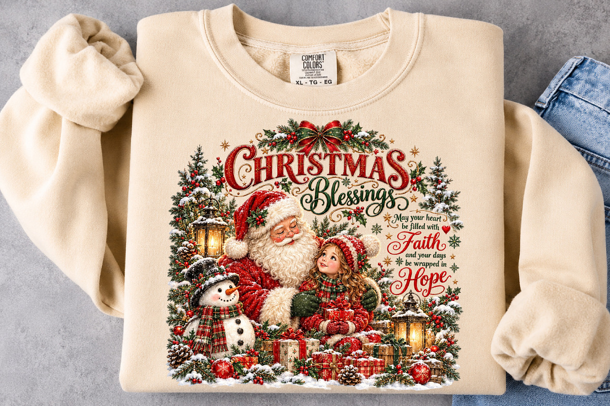 Christmas Blessings Faith Hope PNG, a Seasonal Illustration by Craft Nest (Photo 5 of 6)
