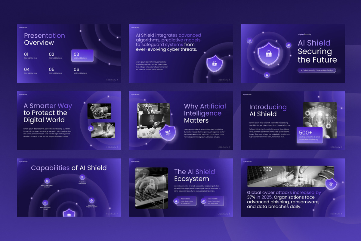 AI Cyber Security PowerPoint, a Presentation Template by Loin Studio (Photo 3 of 4)