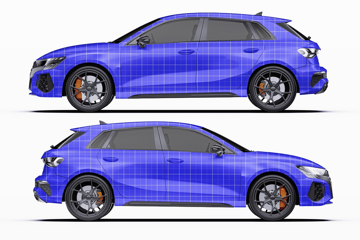 Performance Sportback Hatchback Set, an Advertising Mockup by Halal Graphic Studio (Photo 9 of 12)