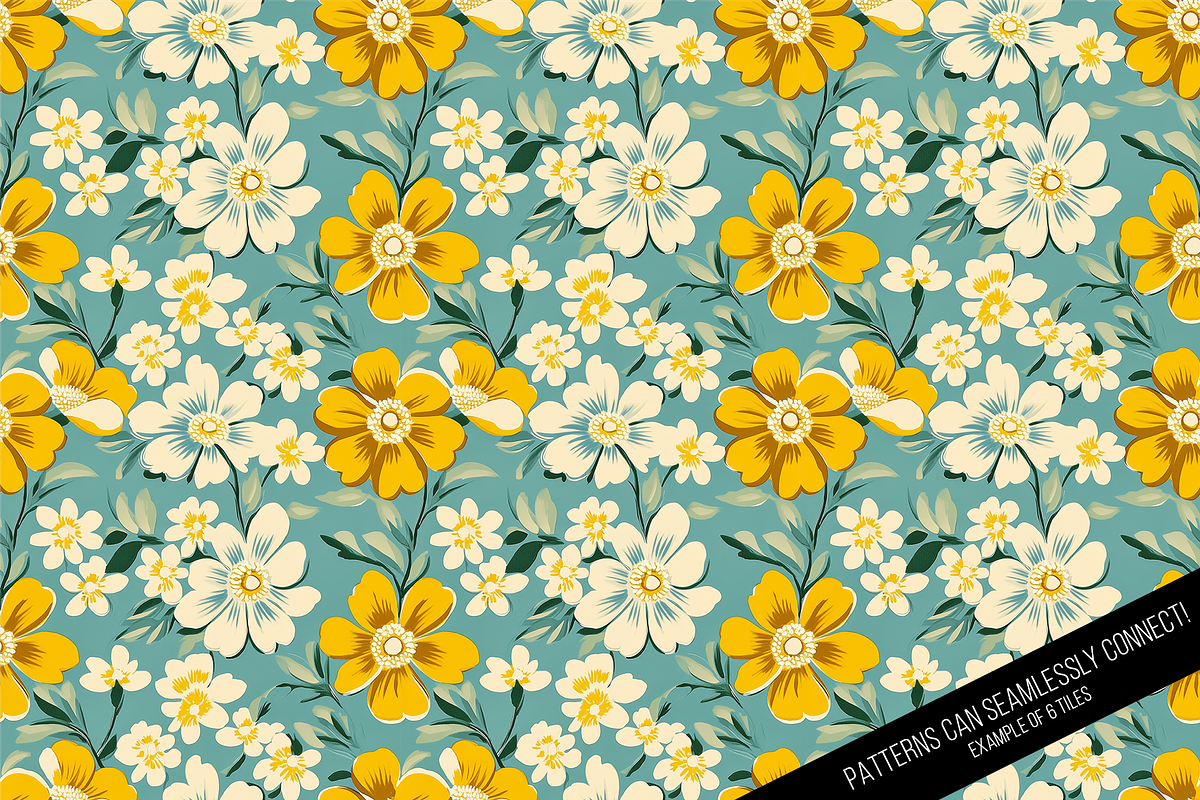 Seamless Retro Flowered Wallpaper, a Pattern Graphic by Chromolume Studio (Photo 10 of 15)