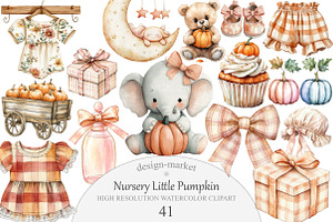 Nursery Little Pumpkin Clipart, an Illustration by Design Market