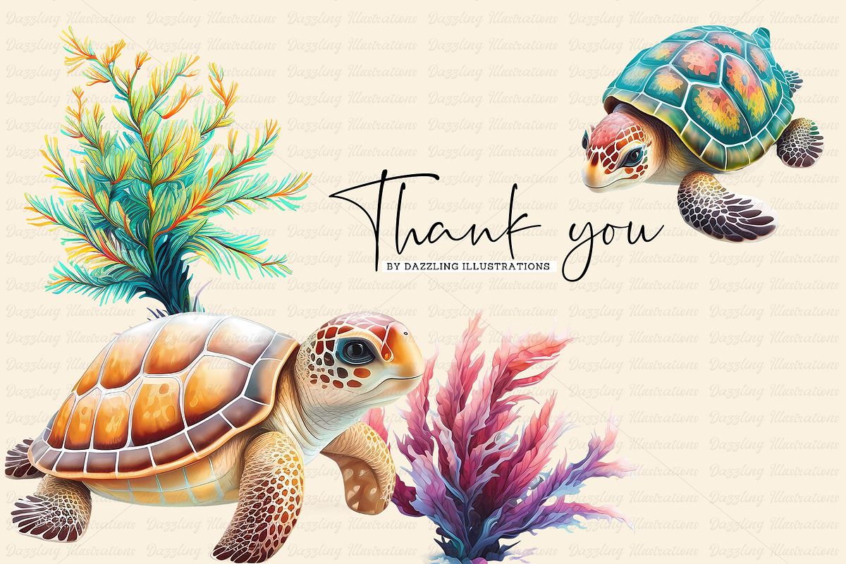 Colorful Watercolor Sea Turtles, an Illustration by Dazzling Art Boutique (Photo 9 of 9)