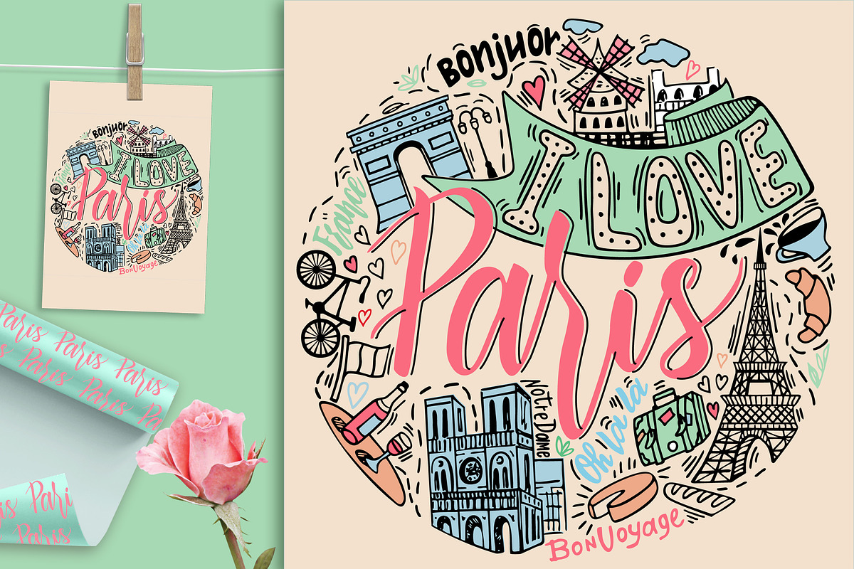 Love Paris. Modern lettering design, an Illustration by Live line (Photo 4 of 5)