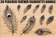 Peacock Feather Silhouette Bundle, an Illustration by jahid234 (Thumbnail 1 of 31)