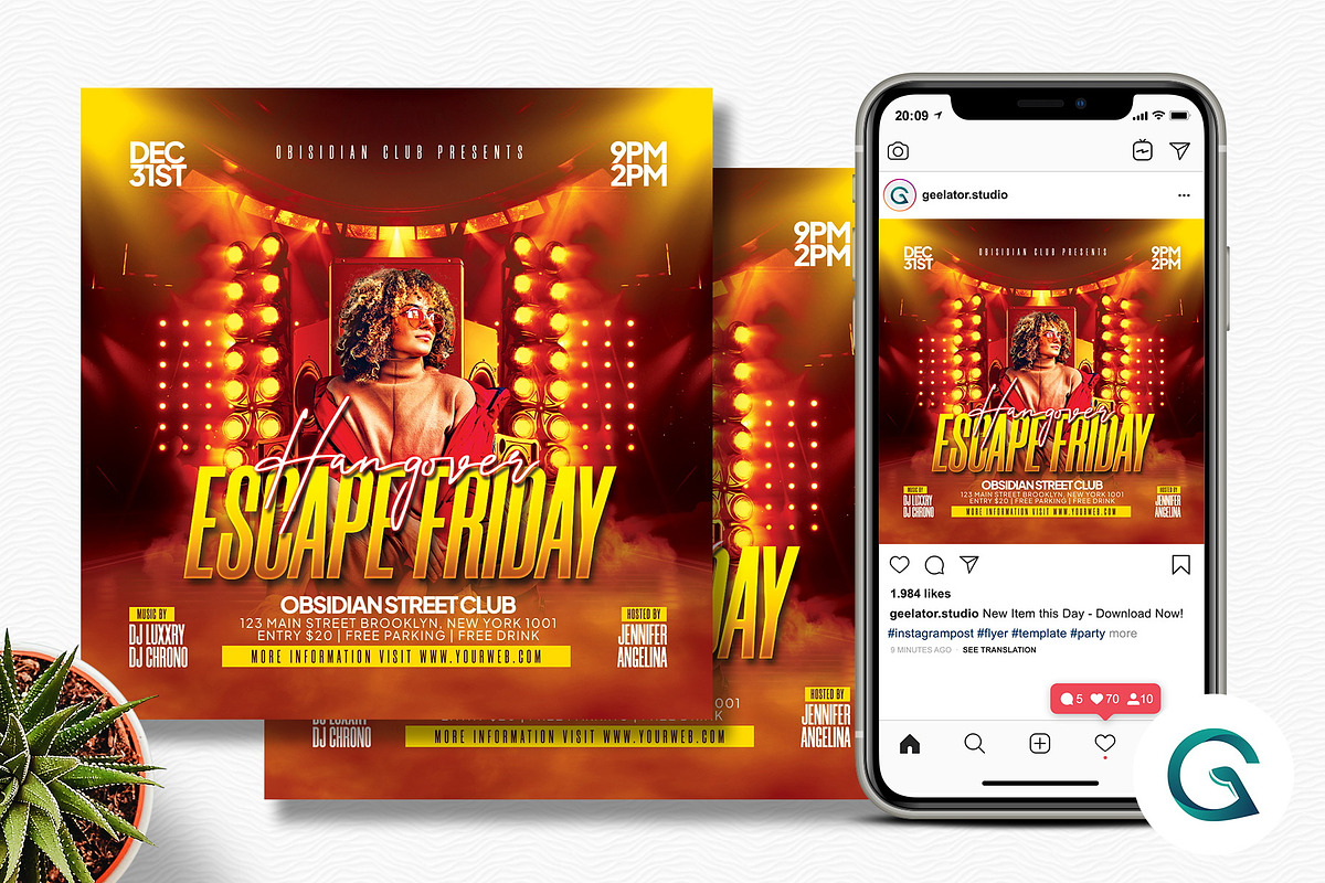 Friday Night Party Flyer Template, a Flyer Template by Geelator Studio
