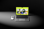 MacBook Pro Mockup Dark Scene, a Mac Mockup by Momogi (Thumbnail 2 of 5)