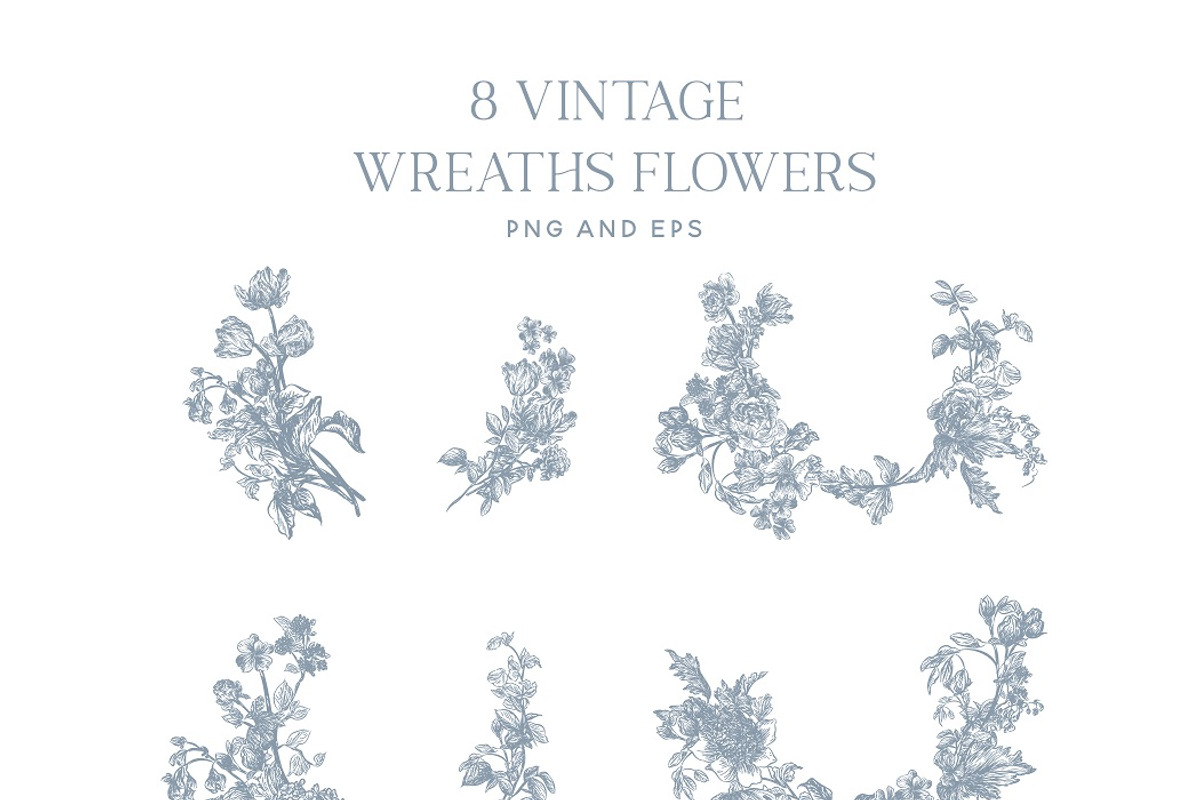 Vintage Line Art Flowers clipart, a Decorative Illustration by BlumenSoul (Photo 4 of 10)