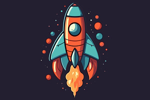 Rocket Ship Flat Illustration