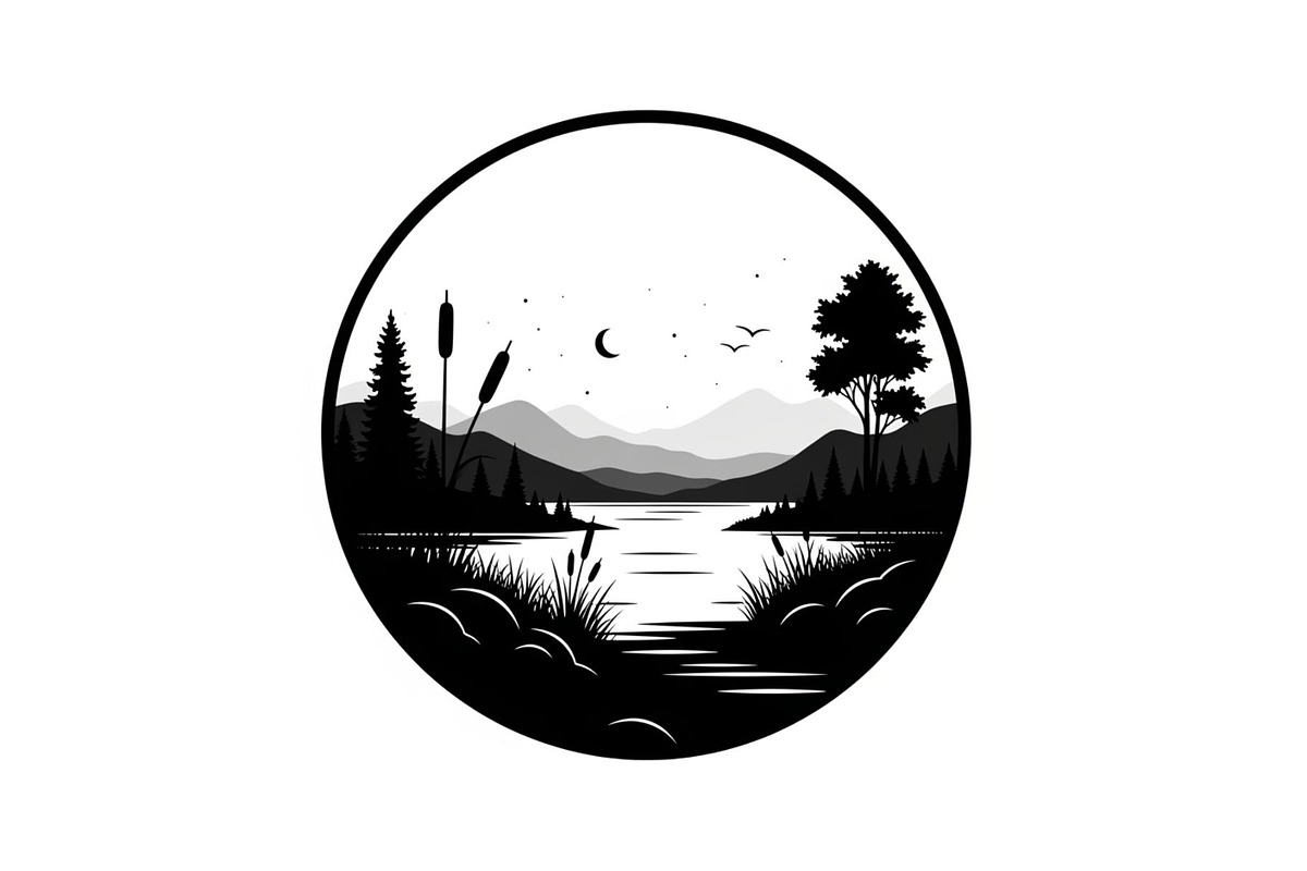 Circular Nature Landscape Silhouette, an Illustration by yasushie (Photo 2 of 51)