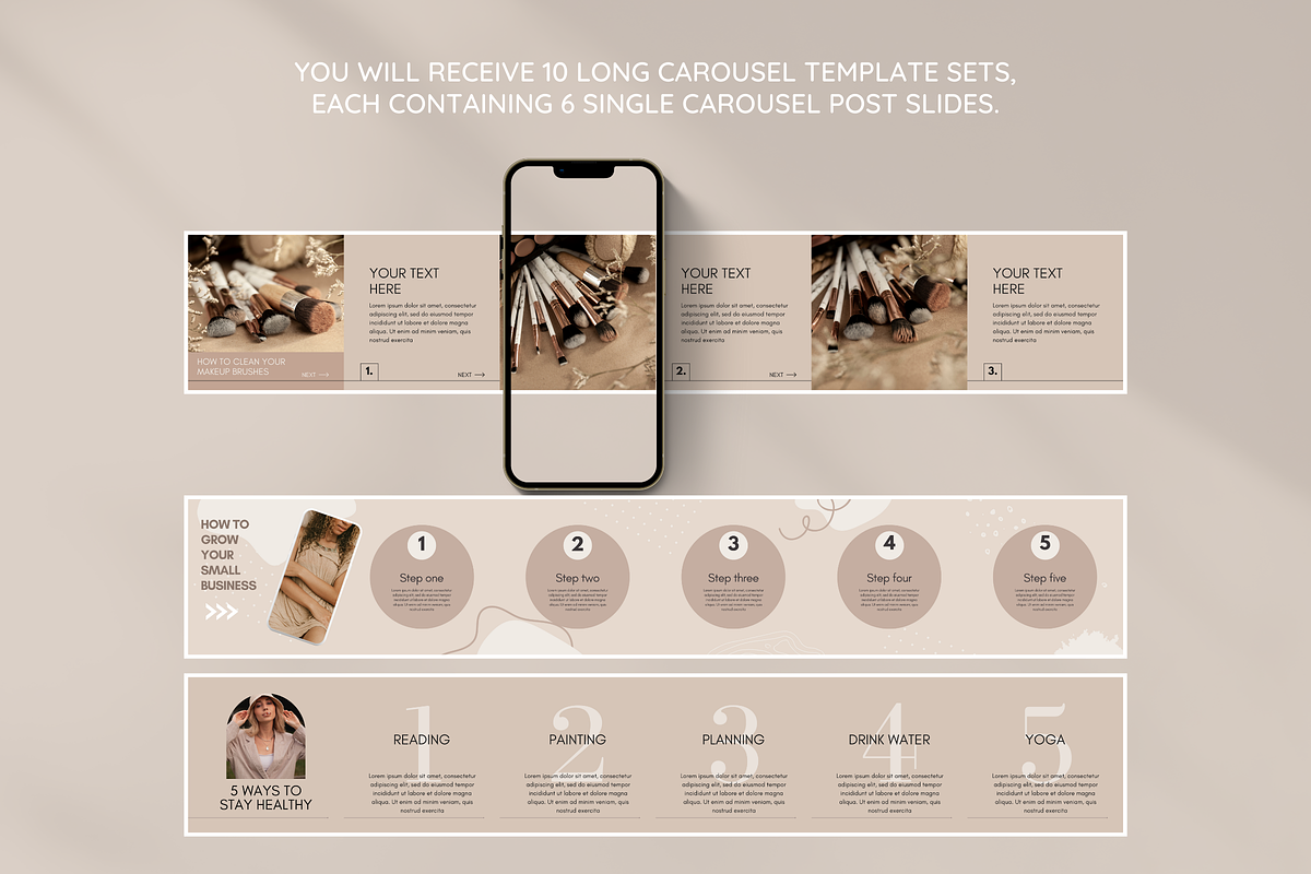 Beige Instagram Carousel Bundle, a Social Media Template by SunshineStudioBoutique (Photo 4 of 9)
