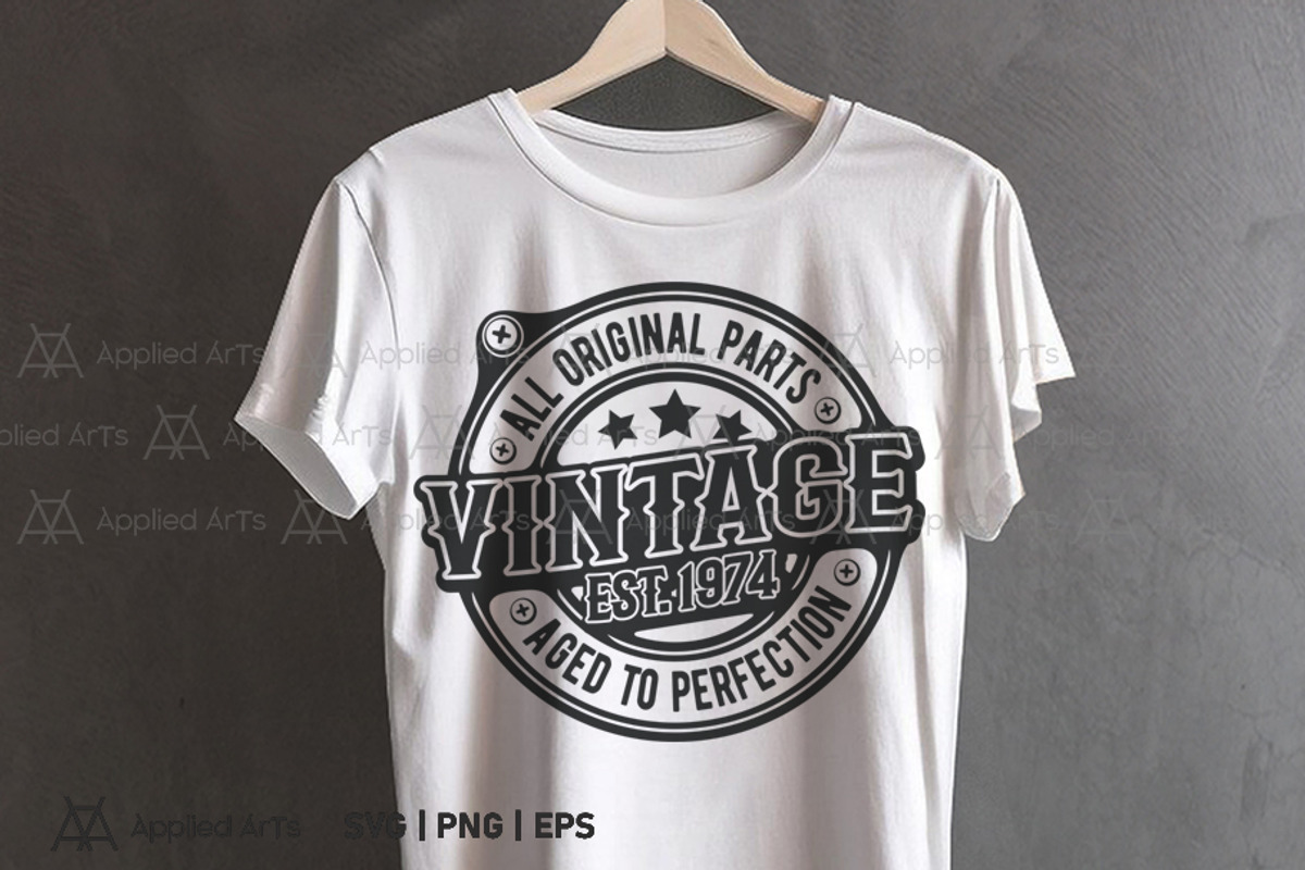 VINTAGE 1974 SVG, Funny Birthday SVG, an Object Graphic by Applied Arts (Photo 2 of 4)