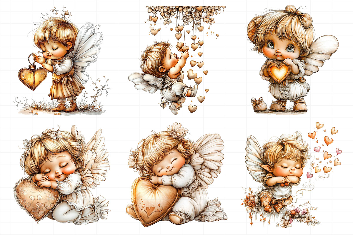 Whimsical Cupid With Hearts Clipart, an Illustration by Daily.Designs (Photo 6 of 8)