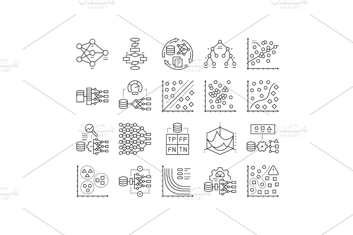 machine learning algorithm model, an Object Illustration by pikepicture
