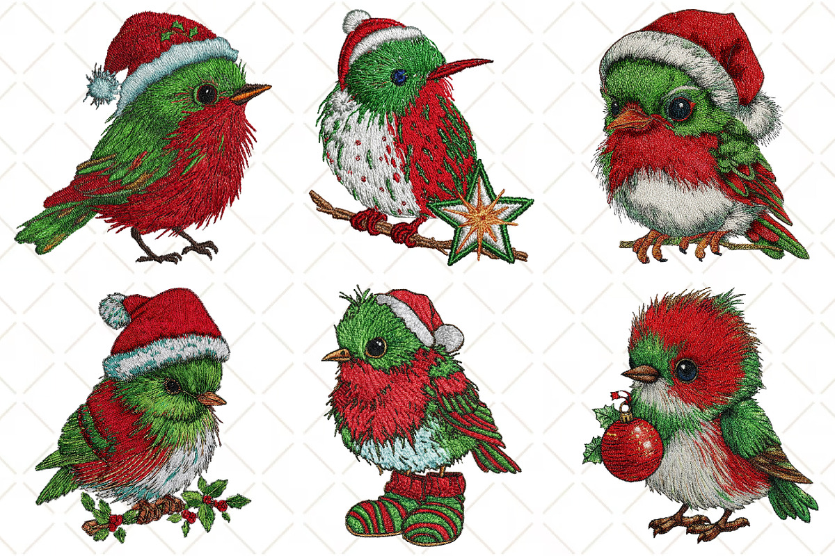 Santa Whimsical Bird Clipart, an Illustration by Black Bird Studio (Photo 6 of 6)