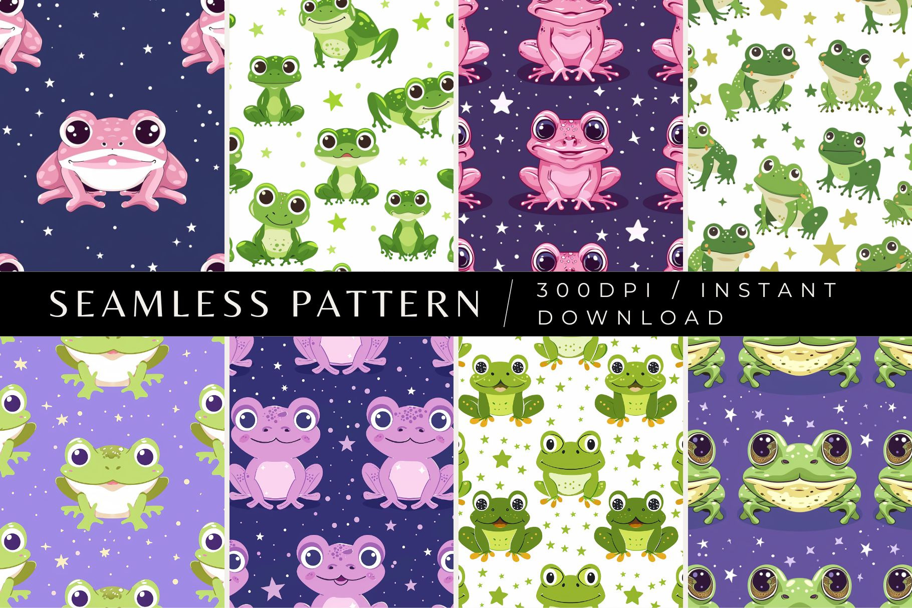 8 Cute Frogs Seamless Patterns | Graphic Patterns ~ Creative Market