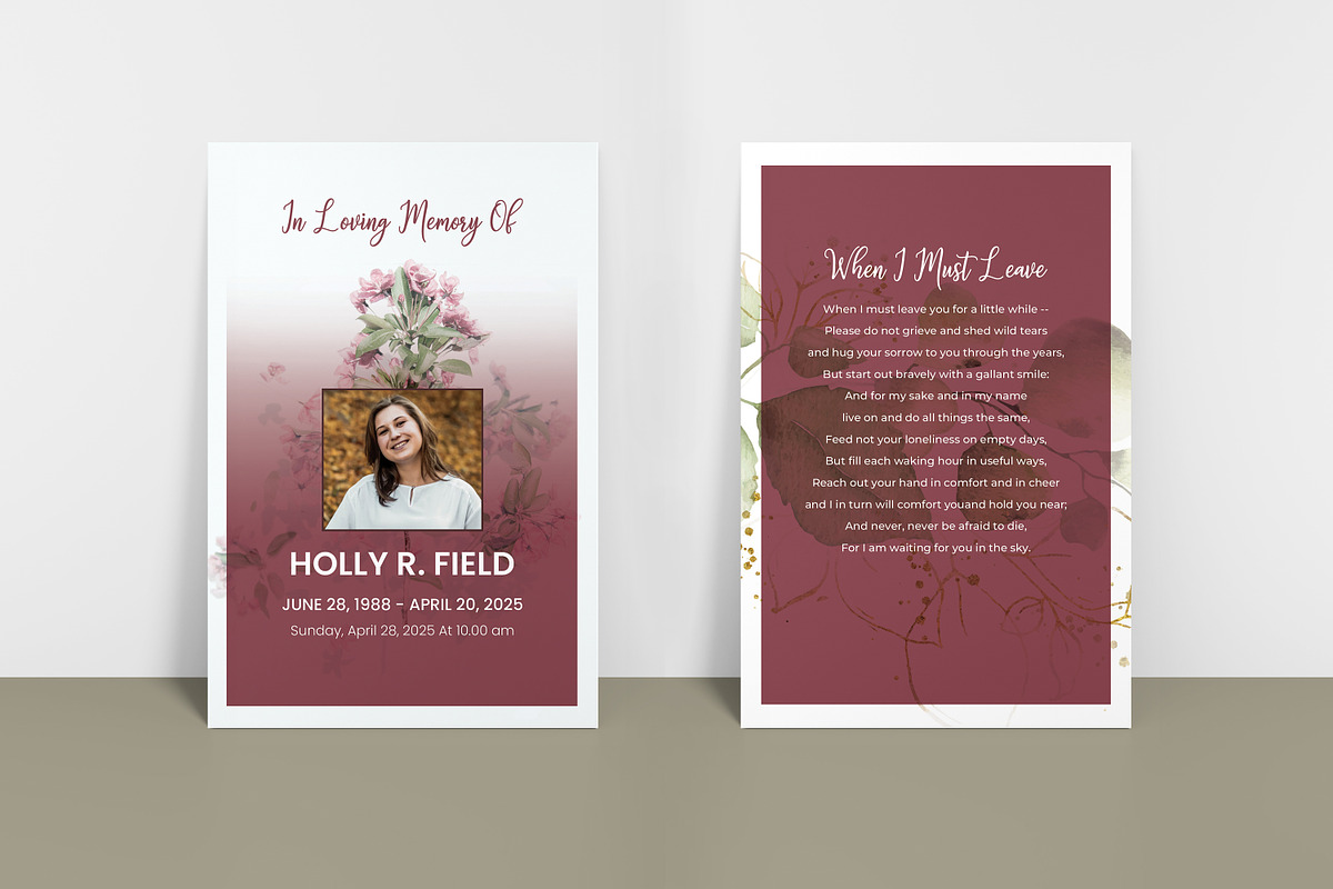 Funeral Program And Prayer Card, a Brochure Template by crazyOWL (Photo 8 of 8)