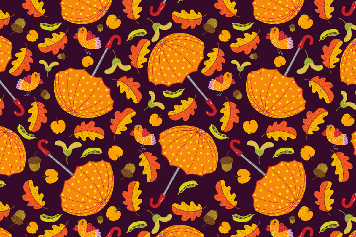Fall background umbrella pattern preview 4