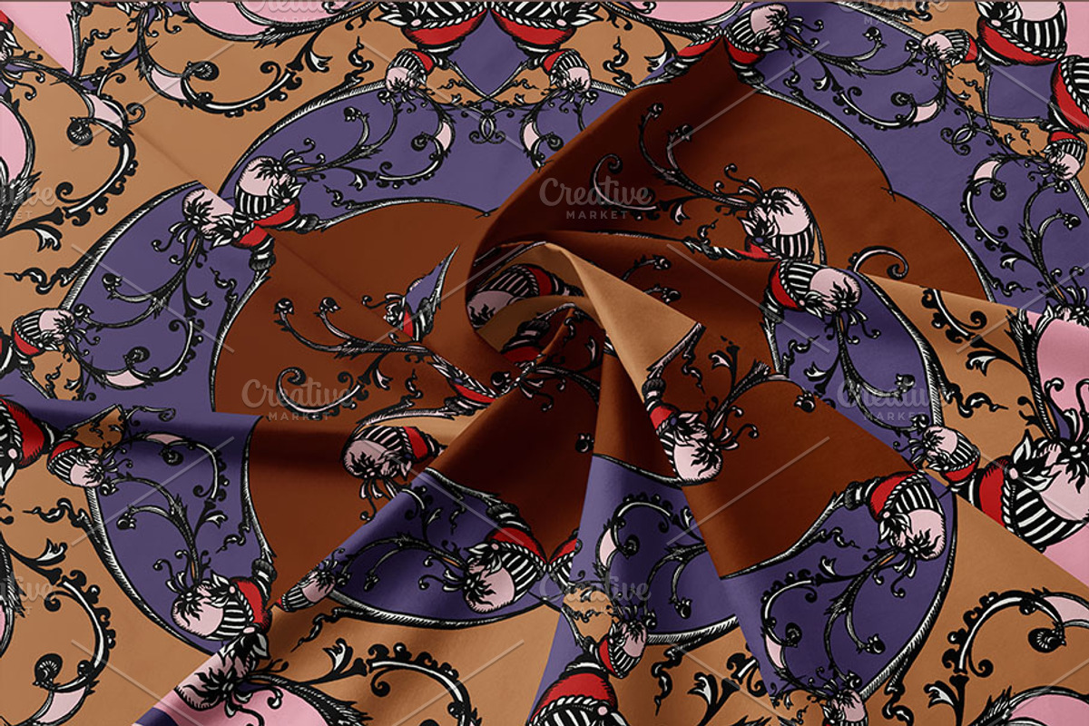 Rococo Botanique Silk Scarves Design, a Decorative Illustration by ilustrinna (Photo 7 of 12)