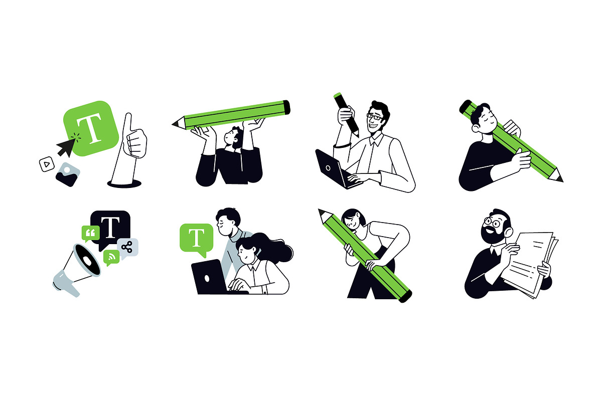 Content Writing, a Person Illustration by PureSolution (Photo 2 of 6)