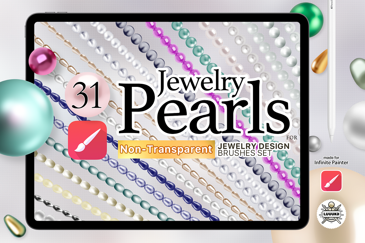 31 Infinite Painter Pearls brushes, a Brush Add-On by Luuuka studio (Photo 1 of 5)