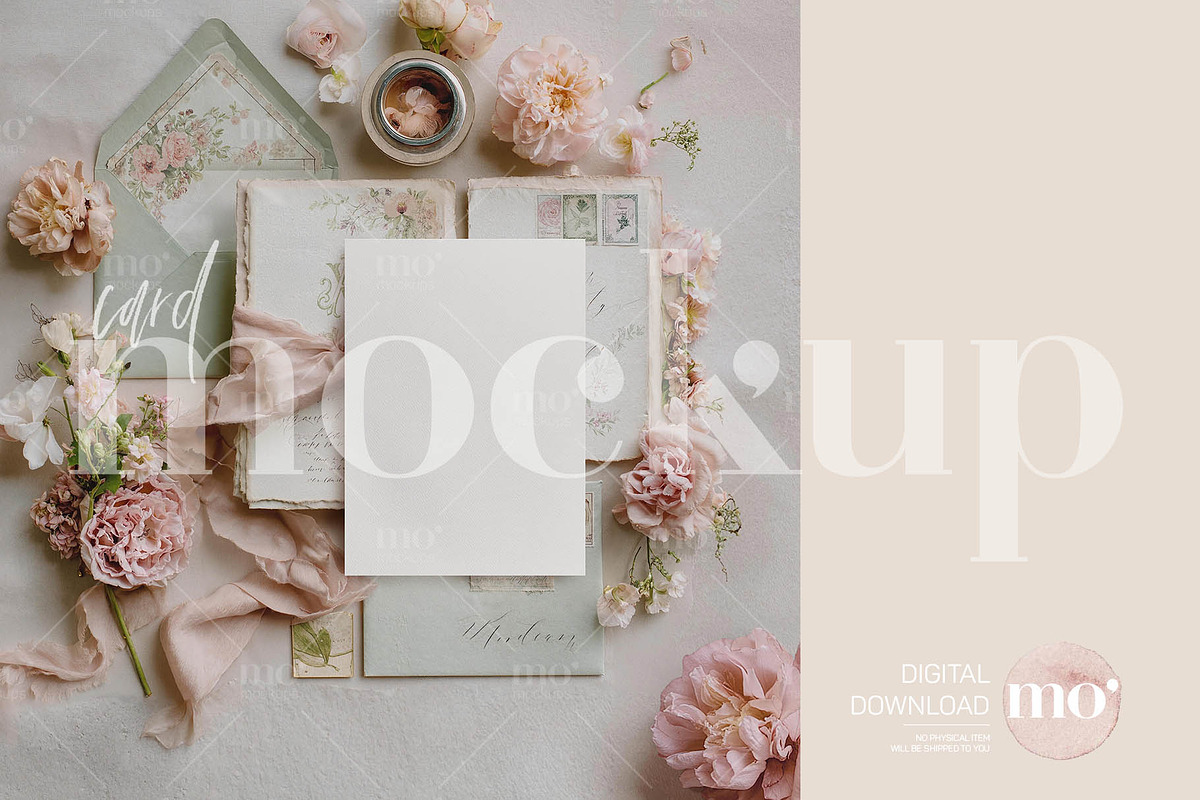 Vintage Elegant Greeting Card Mockup, a Product Mockup by MoMockups (Photo 4 of 5)