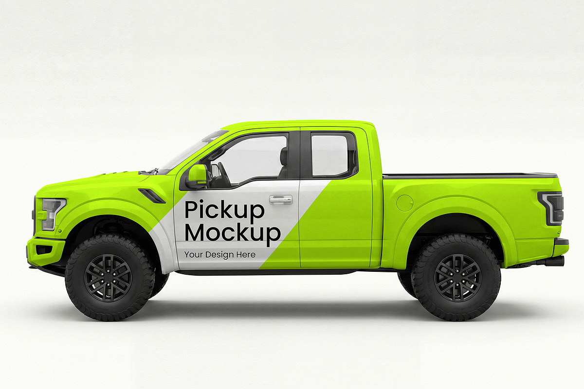 Pickup Truck & Delivery Van Mockup, an Advertising Mockup by graphypix (Photo 6 of 15)