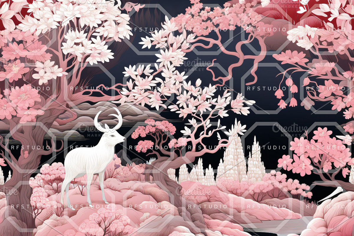 SAKURA SERENADE Toile De Jouy, a Pattern Graphic by RefinedFantasyStudio (Photo 5 of 9)