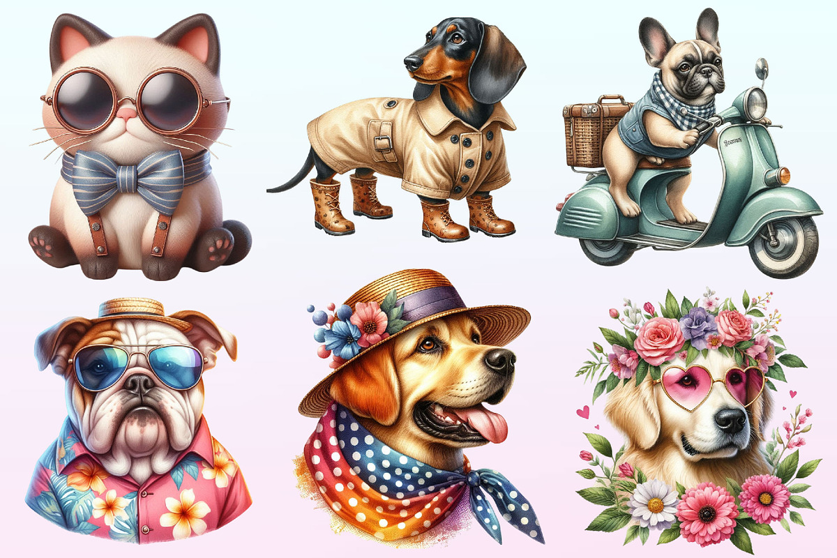 Quirky Dog and Cat Clipart, a Graphic by CitraGraphics (Photo 3 of 4)