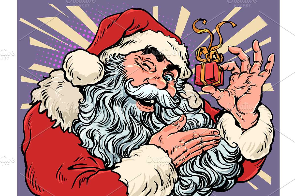 Pop Art Retro Santa Claus showing, an Illustration by studiostoks
