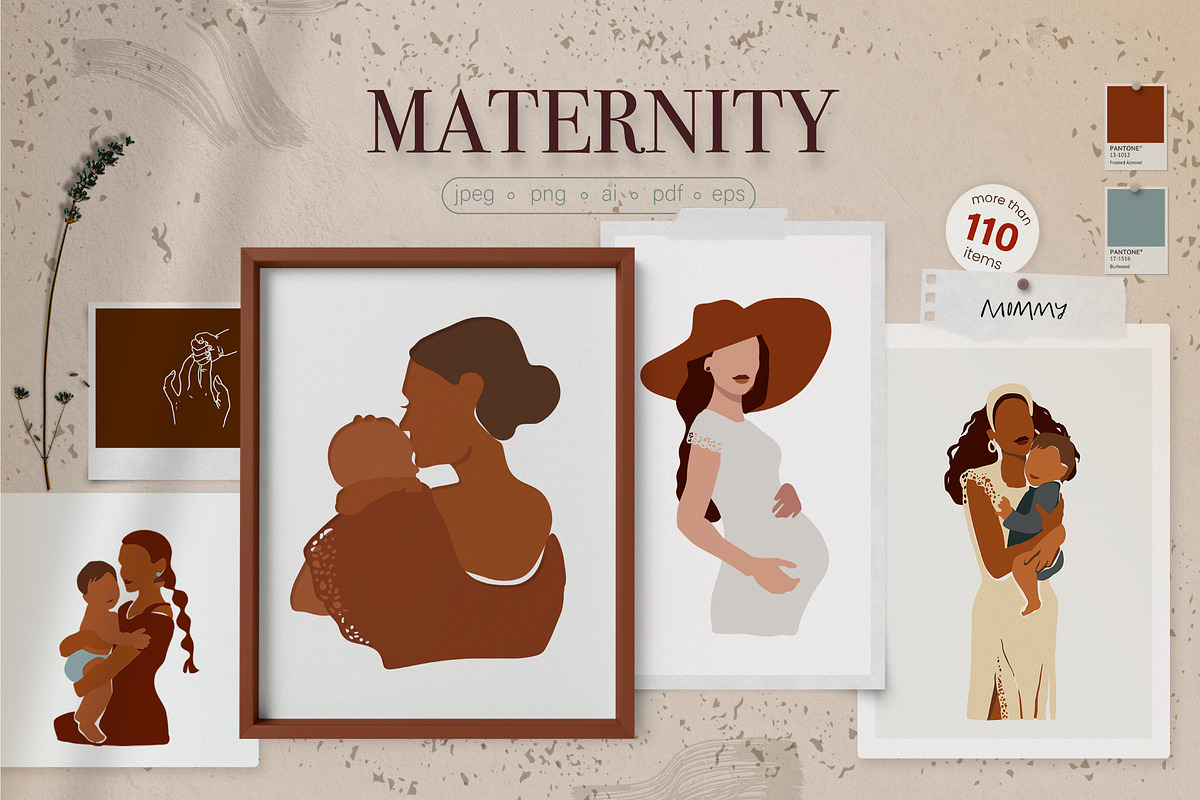 Maternity Art Collection, a Person Illustration by elena.sevrina (Photo 1 of 12)